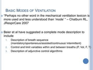 Vent Mode Algorithm Mechanical ventilation | PPTX