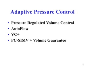 AdaptivePressureControl••••PressureRegulatedVolumeControlAutoFlowVC+PC-SIMV+VolumeGuarantee55