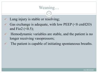 Weaning Fio2 Mechanical ventilatory support | PPTX