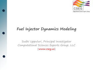 Fuel Injector Dynamics Modeling


  Sudhi Uppuluri, Principal Investigator
Computational Sciences Experts Group, LLC
             (www.cseg.us)
 