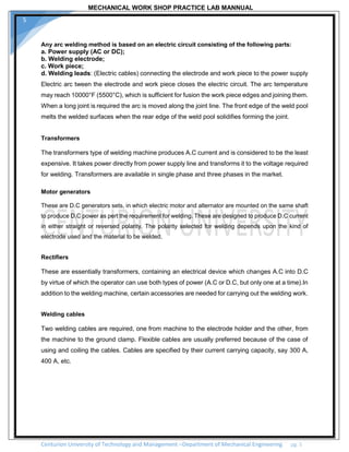 Mechanical workshop practice 2 by sudarshan.bollapu | PDF