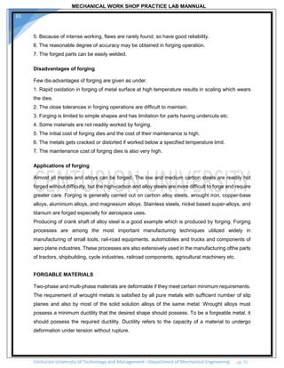 Mechanical workshop practice 2 by sudarshan.bollapu | PDF