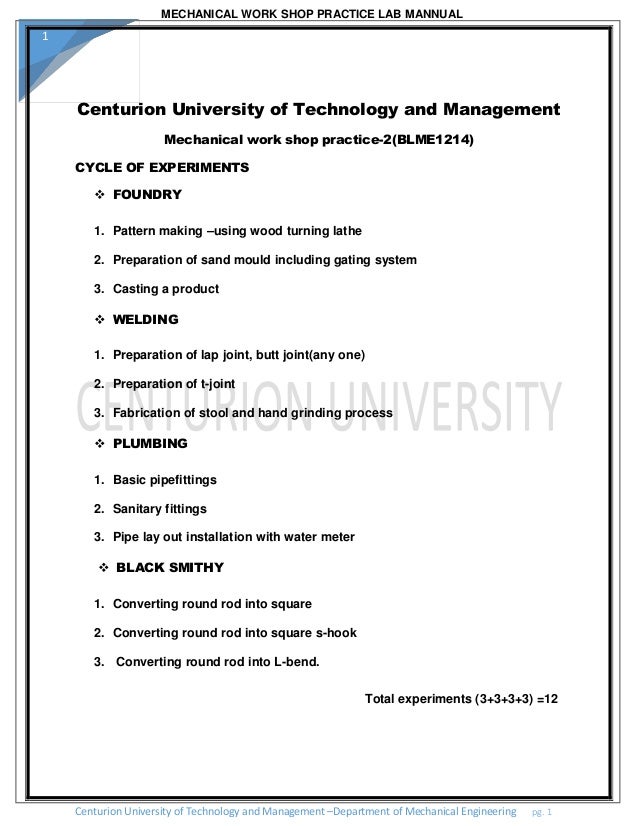 mechanical experiments and workshop practice by g s sawhney 2009 09 29