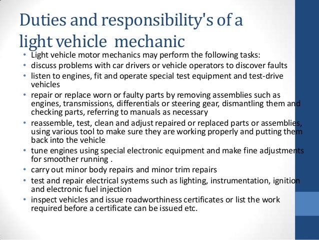 mechanic english presentation mechanic skills