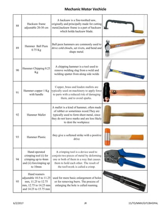 Hand Tools Names And Uses