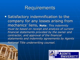 Mechanics Lien Coverage | PPT