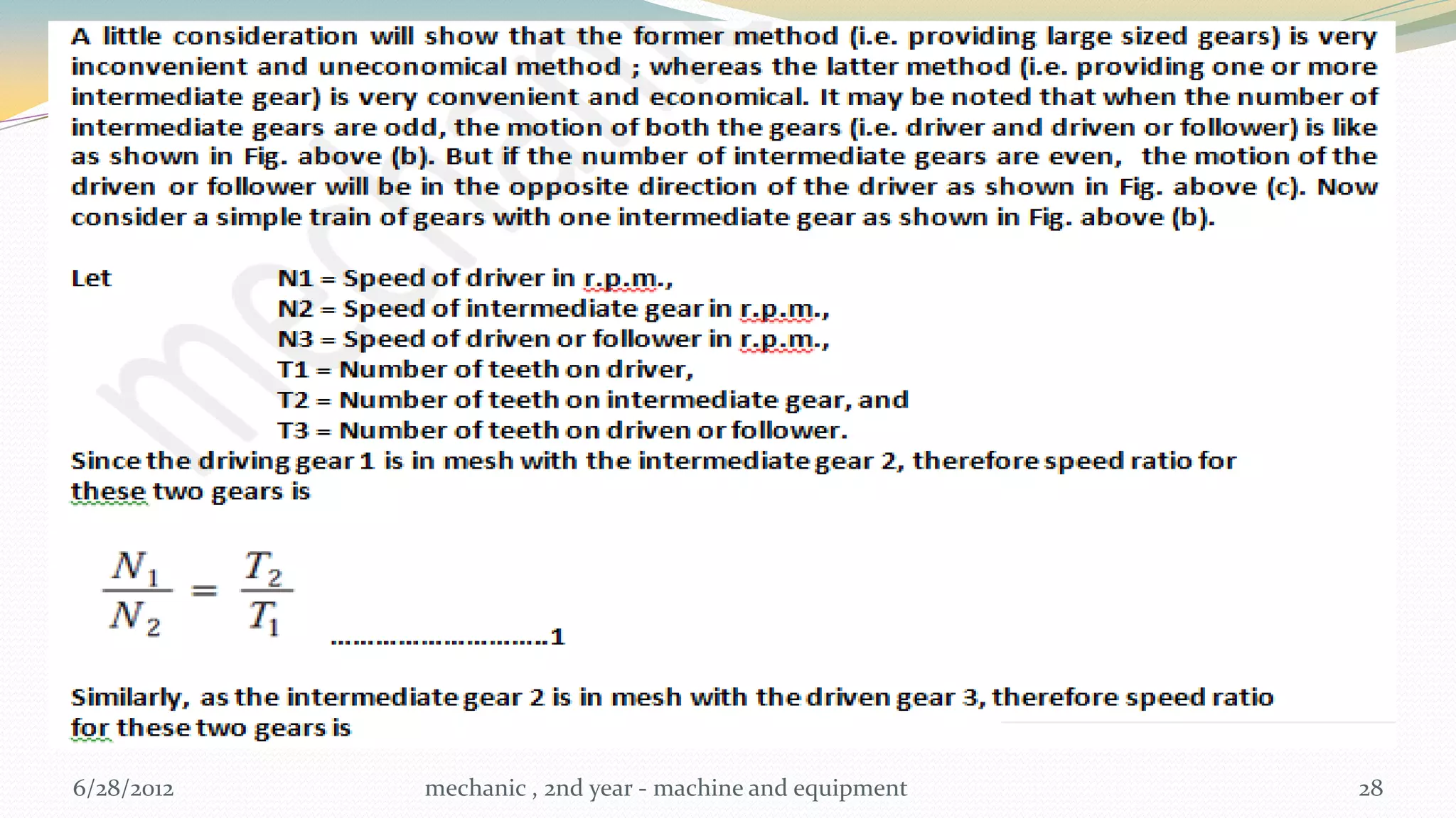 6/28/2012   mechanic , 2nd year - machine and equipment   28
 