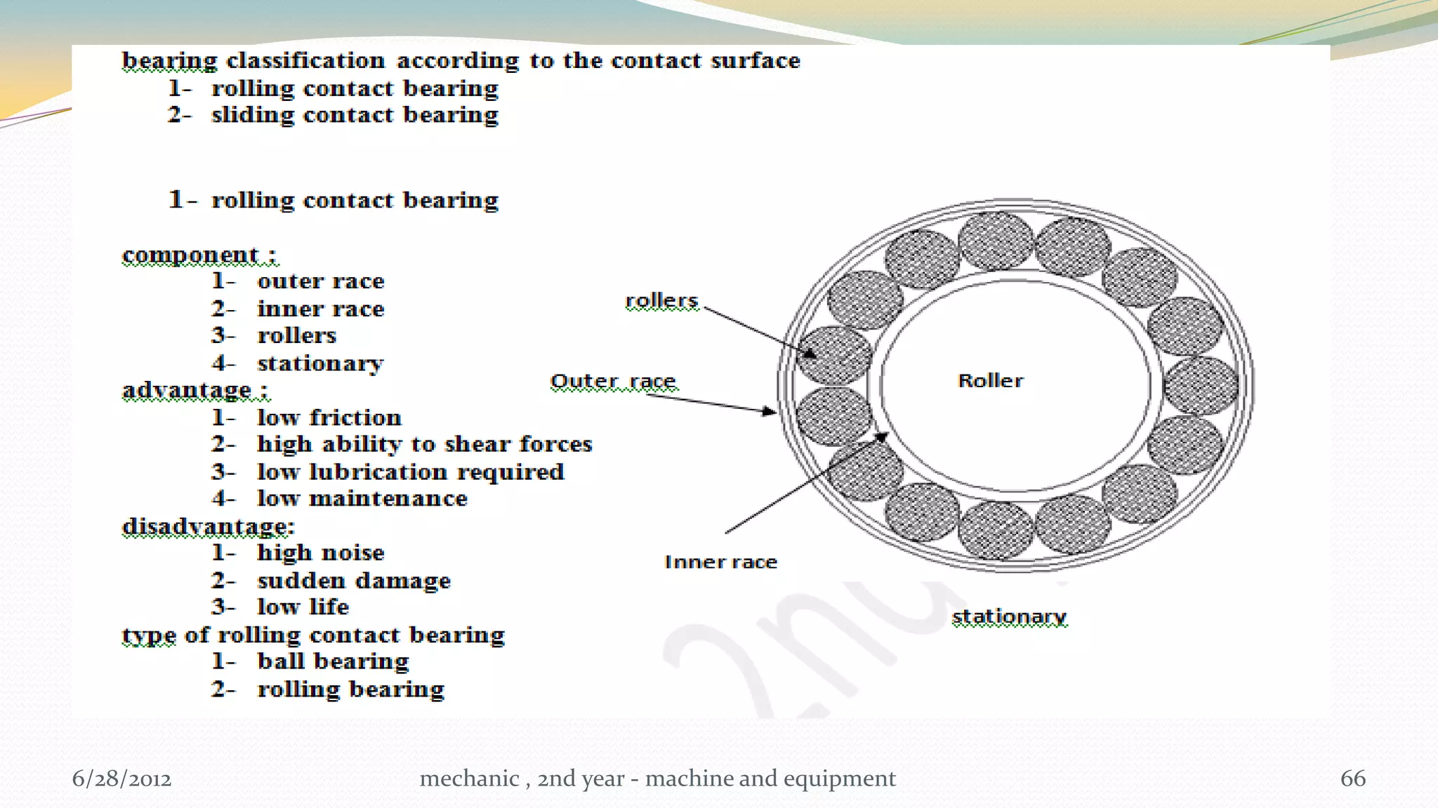 6/28/2012   mechanic , 2nd year - machine and equipment   66
 