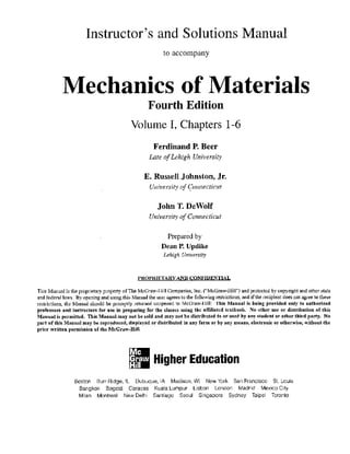 Mechanics of materials 4th edition beer johnston solution manual | PDF