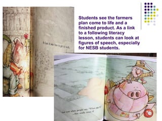 Students see the farmers plan come to life and a finished product. As a link to a following literacy lesson, students can look at figures of speech, especially for NESB students. 