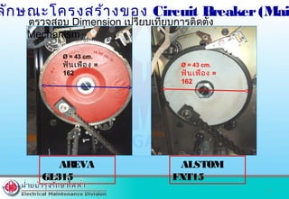 15
Ø = 43 cm.
ฟันเฟือง =
162
Ø = 43 cm.
ฟันเฟือง =
162
AREVA
GL315
ALSTOM
FXT15
ตรวจสอบ Dimension เปรียบเทียบการติดตั้ง
Mechanism
ลักษณะโครงสร้างของ Circuit Breaker(Main
 