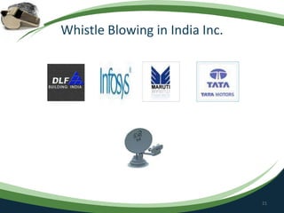 Whistle Blowing in India Inc.
21
 