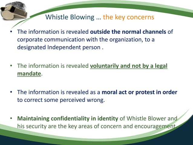 Mechanism for whistle blowing | PPTX | Business | Business and Finance