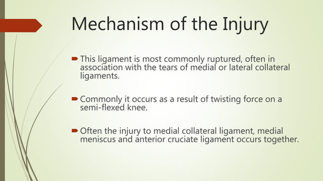 Mechanism of ACL InjURY | PPTX | Death, Injury, or Military Conflict ...