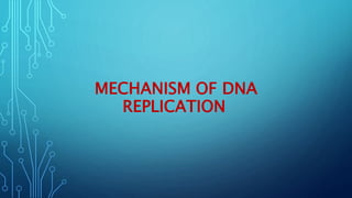 MECHANISM OF DNA
REPLICATION
 