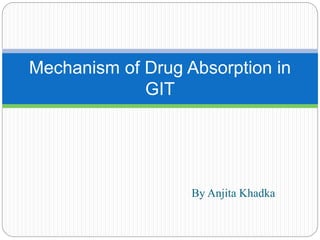 By Anjita Khadka
Mechanism of Drug Absorption in
GIT
 