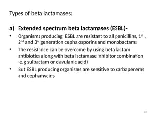 Esbl Types mechanism of Antibiotic resistance . | PPTX
