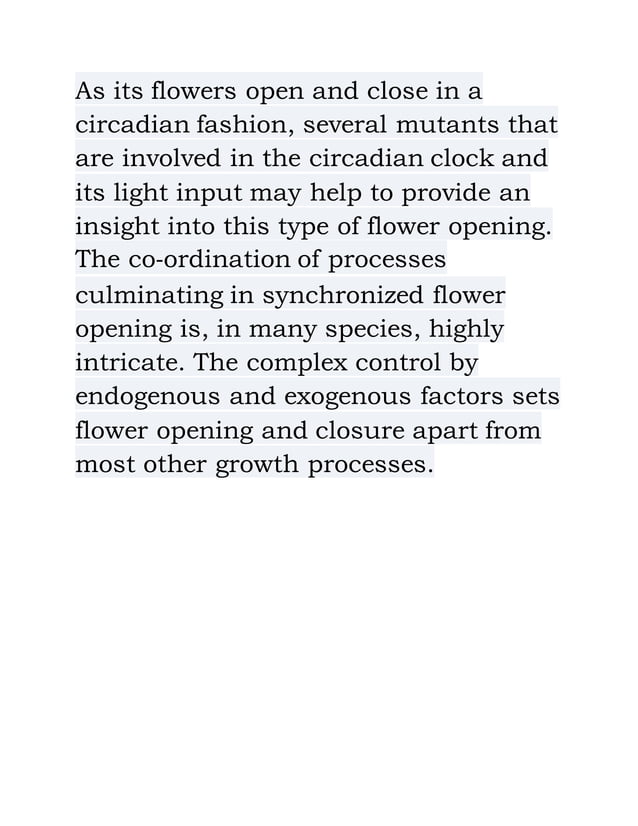 Mechanism of flower opening