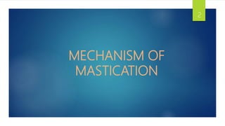MECHANISM OF
MASTICATION
2
 