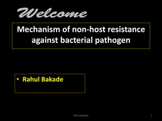 Mechanism of non-host resistance
against bacterial pathogen
• Rahul Bakade
Rahul Bakade 1
 