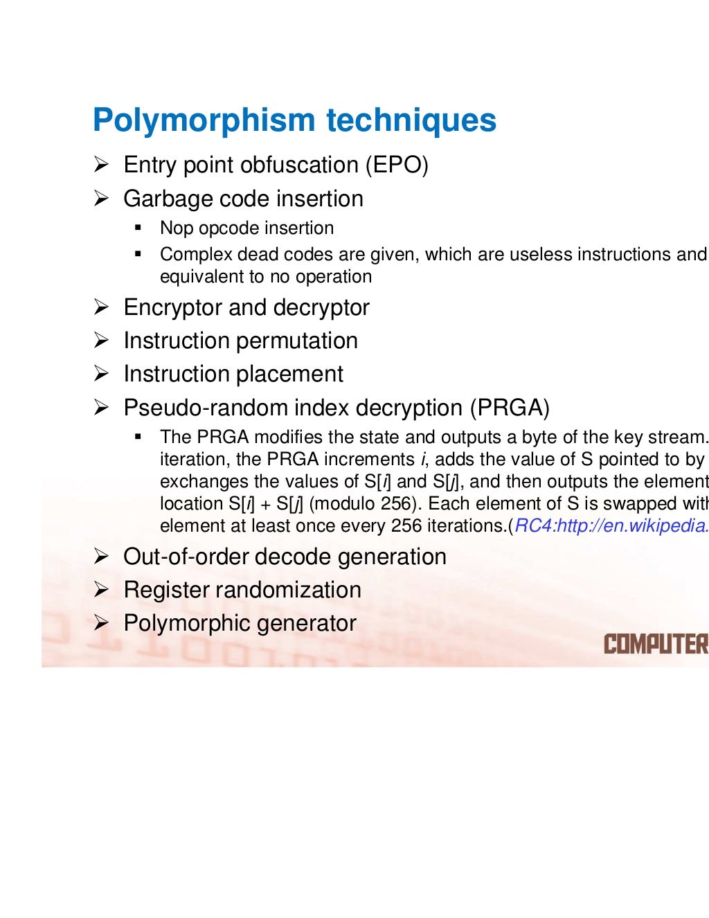 Mechanism Of Polymorphic And Metamorphic Virus