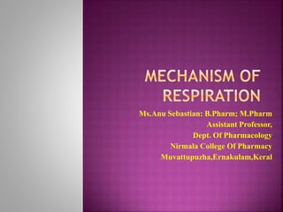 Ms.Anu Sebastian: B.Pharm; M.Pharm
Assistant Professor,
Dept. Of Pharmacology
Nirmala College Of Pharmacy
Muvattupuzha,Ernakulam,Keral
 