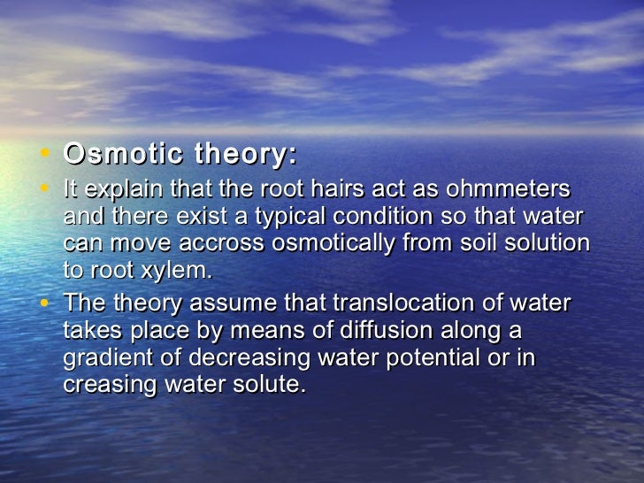 Mechanism of water uptake by plants
