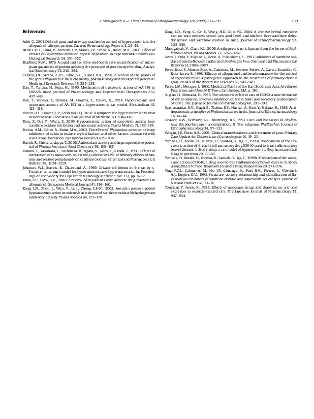Mechanisms of antihyperuricemic effect of phyllanthus 
