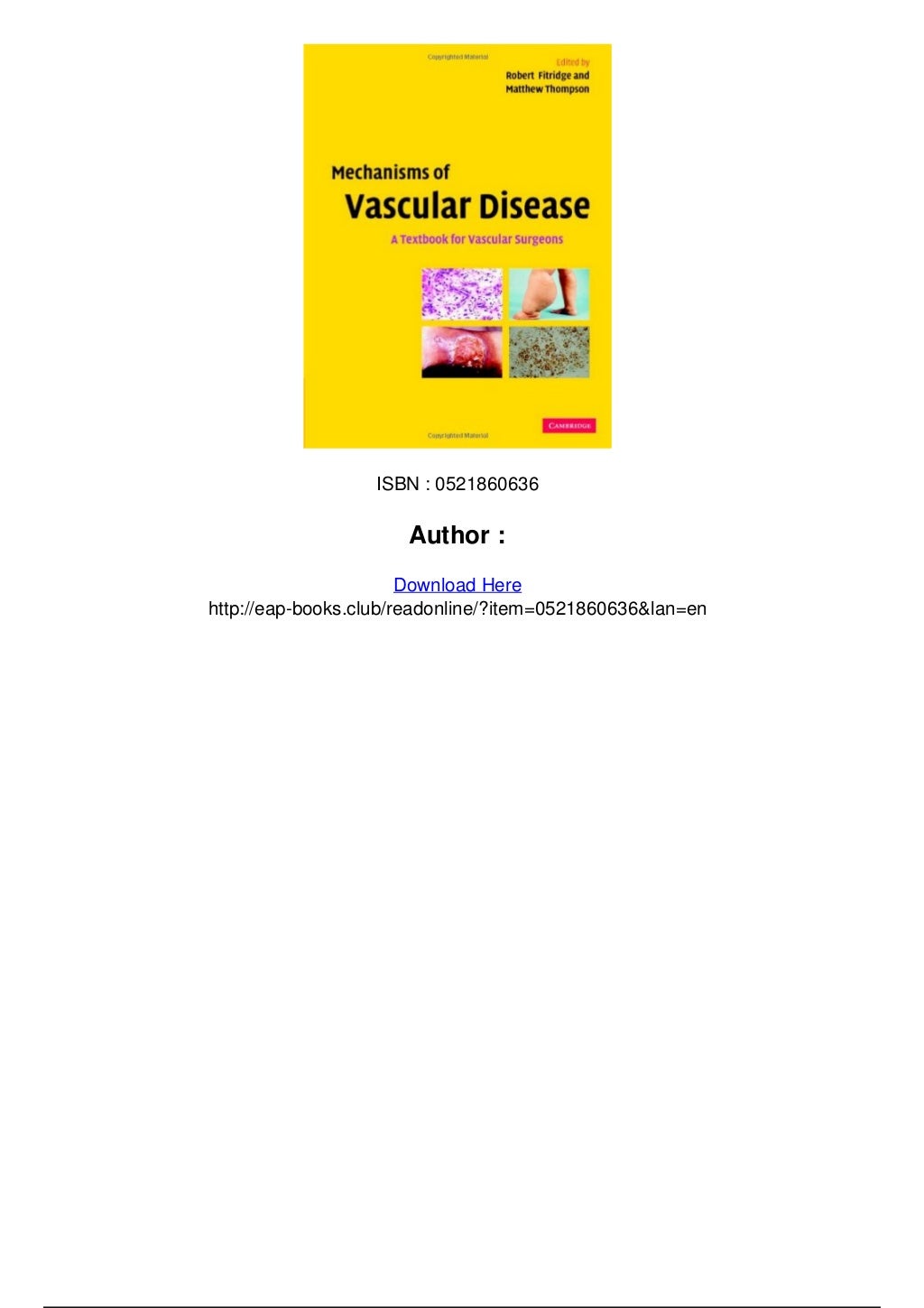 Mechanisms of vascular disease a textbook for vascular surgeons pdf