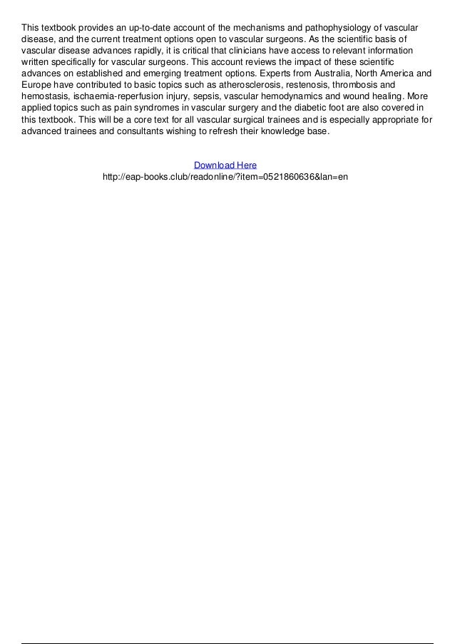 Mechanisms of vascular disease a textbook for vascular surgeons pdf