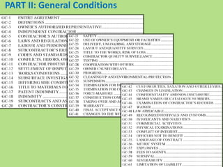 PART II: General Conditions
 