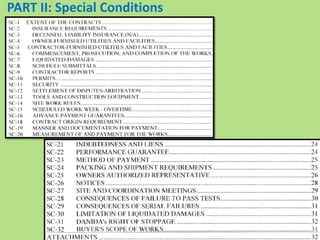 PART II: Special Conditions
 