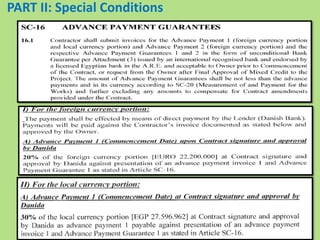 PART II: Special Conditions
 