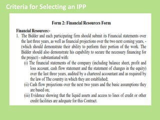 Criteria for Selecting an IPP
 