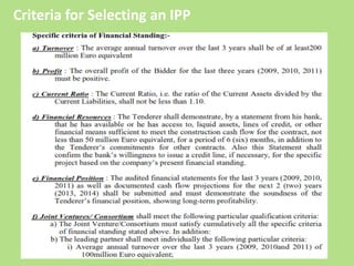 Criteria for Selecting an IPP
 
