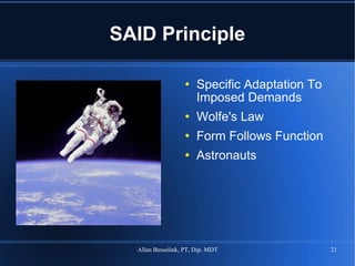 SAID Principle Specific Adaptation To Imposed Demands Wolfe's Law Form Follows Function Astronauts 