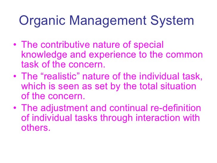 Mechanistic vs organic organisation