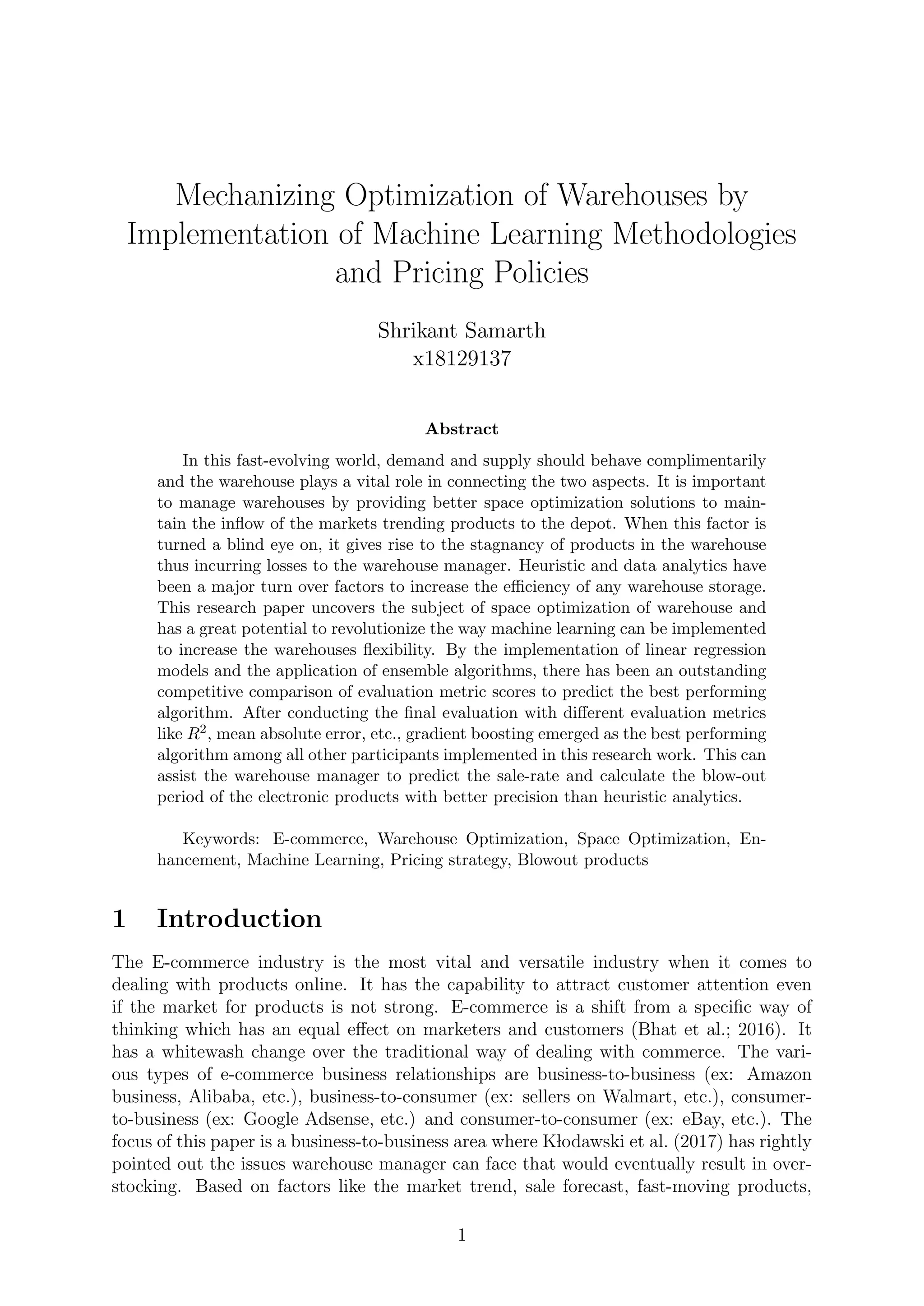 Mechanizing Thesis - Mechanizing optimization of warehouses by implementation of ...