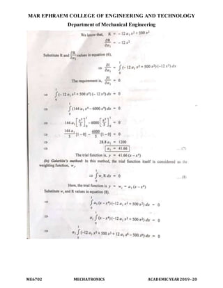 MAR EPHRAEM COLLEGE OF ENGINEERING AND TECHNOLOGY
Department of Mechanical Engineering
ME6702 MECHATRONICS ACADEMIC YEAR2019-20
 
