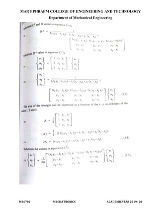 MAR EPHRAEM COLLEGE OF ENGINEERING AND TECHNOLOGY
Department of Mechanical Engineering
ME6702 MECHATRONICS ACADEMIC YEAR2019-20
 