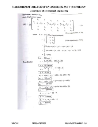 MAR EPHRAEM COLLEGE OF ENGINEERING AND TECHNOLOGY
Department of Mechanical Engineering
ME6702 MECHATRONICS ACADEMIC YEAR2019-20
 