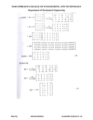 MAR EPHRAEM COLLEGE OF ENGINEERING AND TECHNOLOGY
Department of Mechanical Engineering
ME6702 MECHATRONICS ACADEMIC YEAR2019-20
 