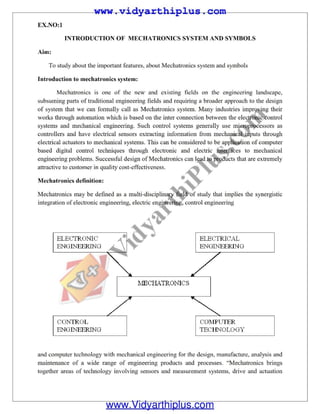 Mechatronics lab manual | PDF