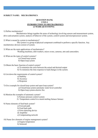 basic questions and answers on mechatrinics MECHATRONICS_question-bank.pdf