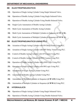 Mechatronics students manual 2013 reg updated | PDF