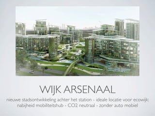 WIJK ARSENAAL
nieuwe stadsontwikkeling achter het station - ideale locatie voor ecowijk:
     nabijheid mobiliteitshub - CO2 neutraal - zonder auto mobiel
 