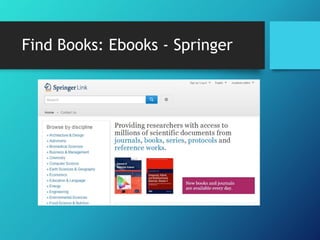 Find Books: Ebooks - Springer
 
