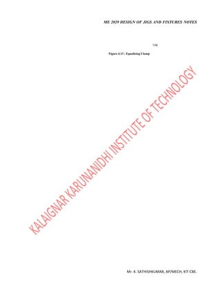 ME 2029 DESIGN OF JIGS AND FIXTURES NOTES
Mr. K. SATHISHKUMAR, AP/MECH, KIT-CBE.
Leg
Figure 4.13 : Equalizing Clamp
 