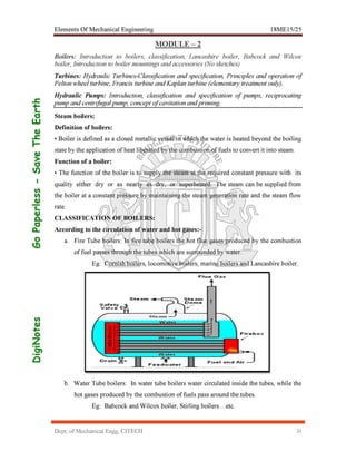 Boilers turbines pumps