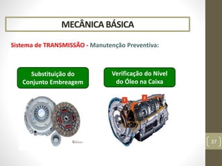 MECÂNICA BÁSICA
Sistema de TRANSMISSÃO - Manutenção Preventiva:
37
Substituição do
Conjunto Embreagem
Verificação do Nível
do Óleo na Caixa
 